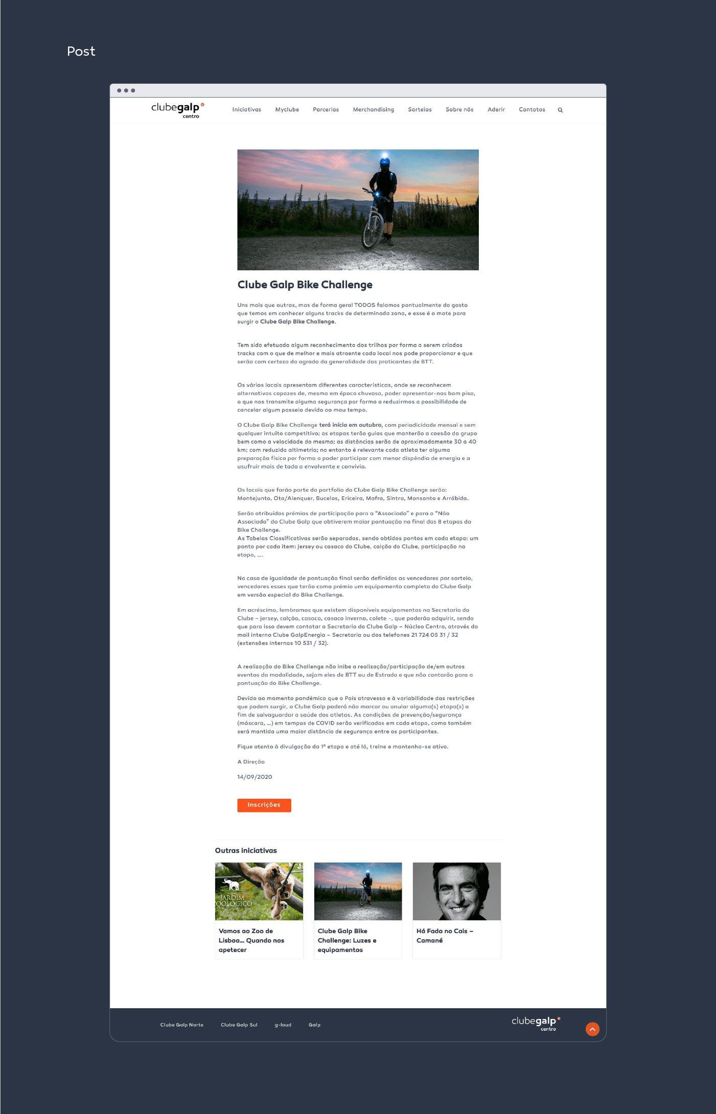 Website Club Galp Web design and Development