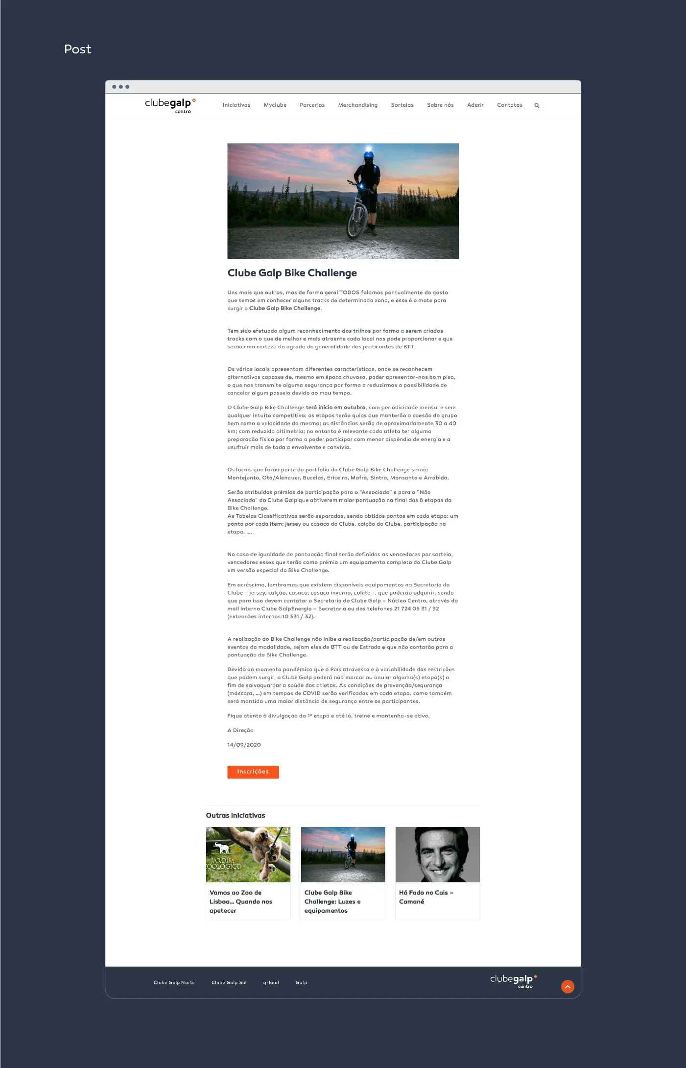 Website Club Galp Web design and Development