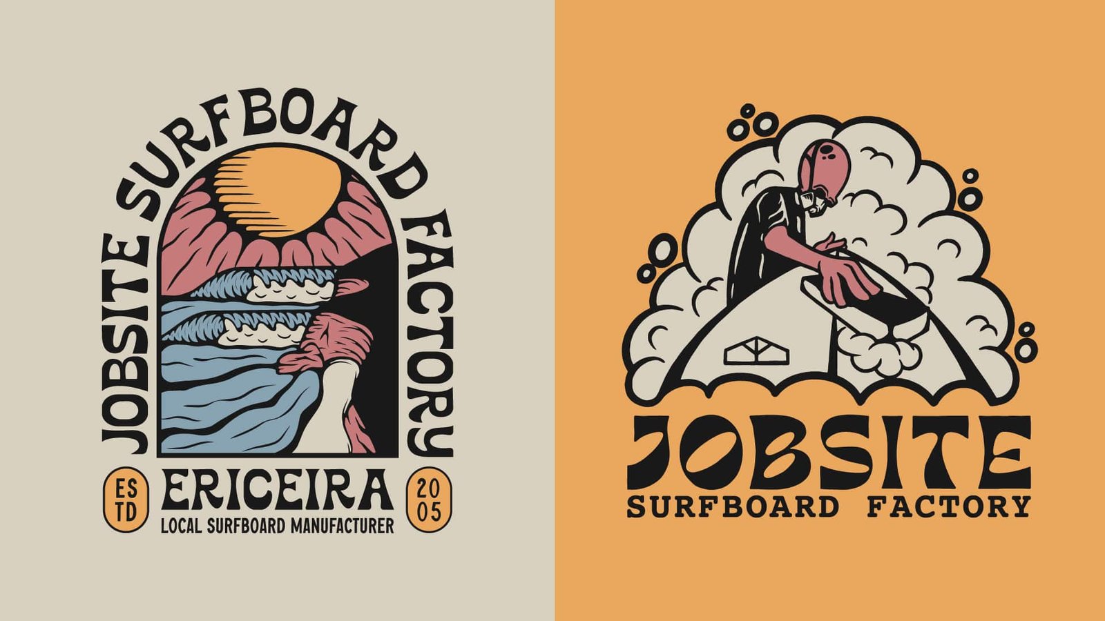 Graphics kit and illustrations for Jobsite Surfboard Factory