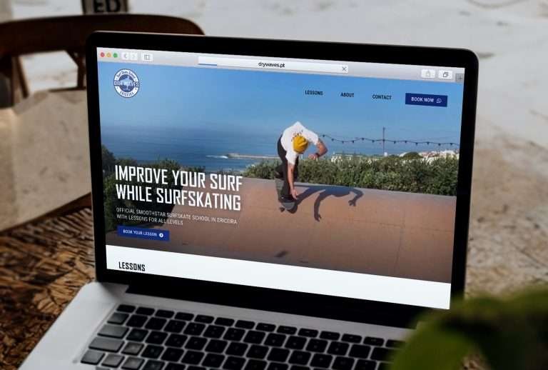 Website design and development for Dry Waves Surfskate School in Ericeira