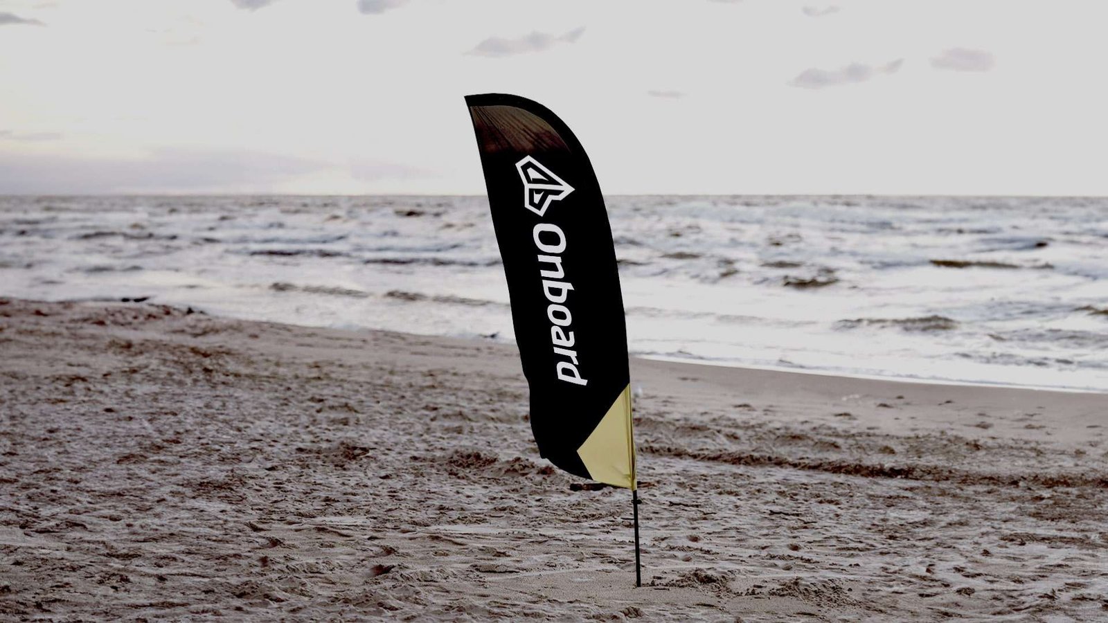 feather flag at the beach